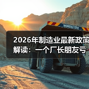 2026年制造业最新政策解读：一个厂长朋友亏了200万后的深夜电话