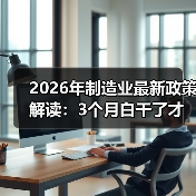 2026年制造业最新政策解读：3个月白干了才发现理解错了